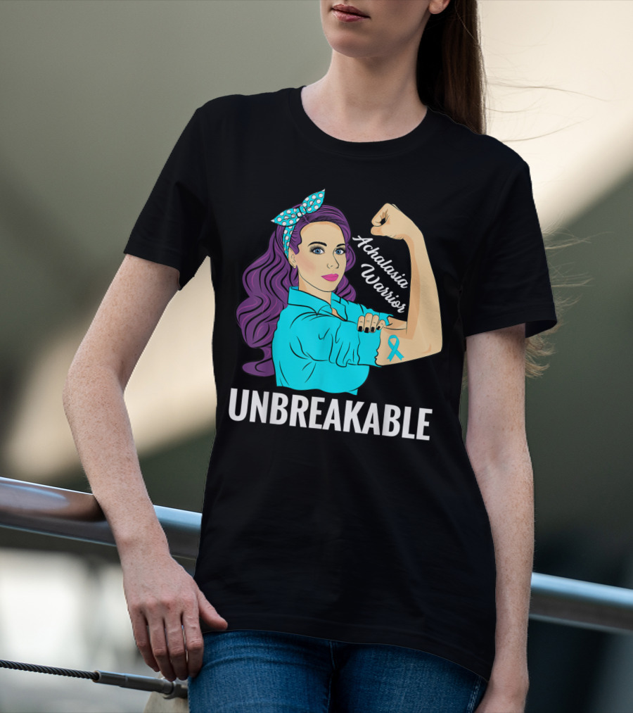 Achalasia Warrior Unbreakable Rosie The Riveter Style Awareness T-Shirt