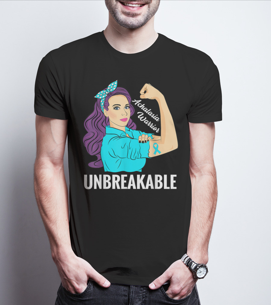 Achalasia Warrior Unbreakable Rosie The Riveter Style Awareness T-Shirt