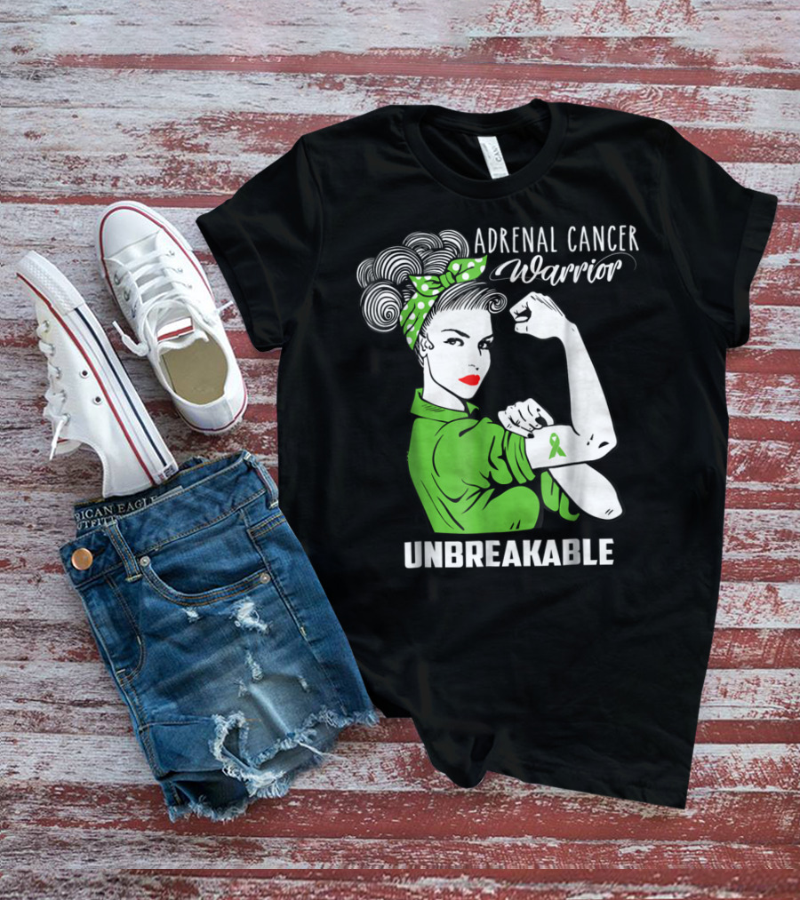Adrenal Cancer Warrior Unbreakable Awareness Ribbon Strength T-Shirt