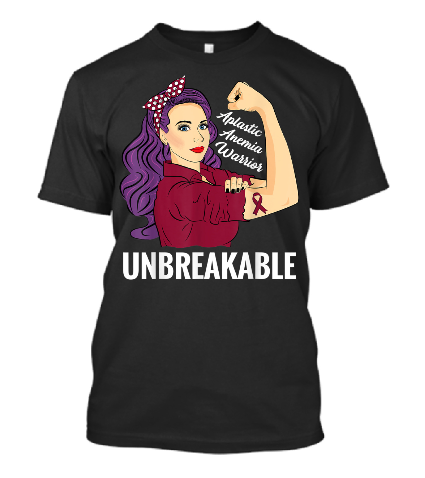 Aplastic Anemia Awareness Warrior Unbreakable Strength Ribbon T-Shirt
