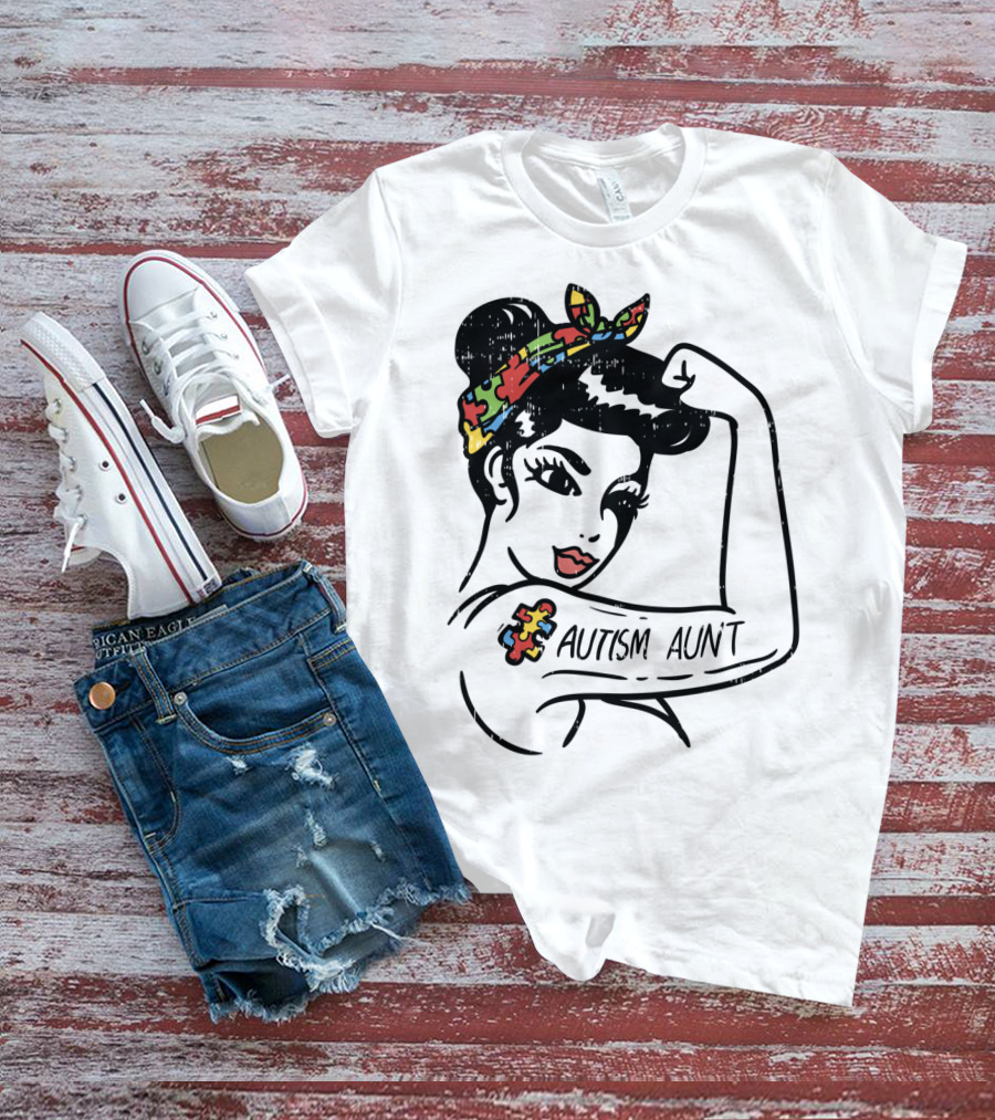 Autism Aunt Unbreakable Puzzle Piece Bandana Tattoo T-Shirt