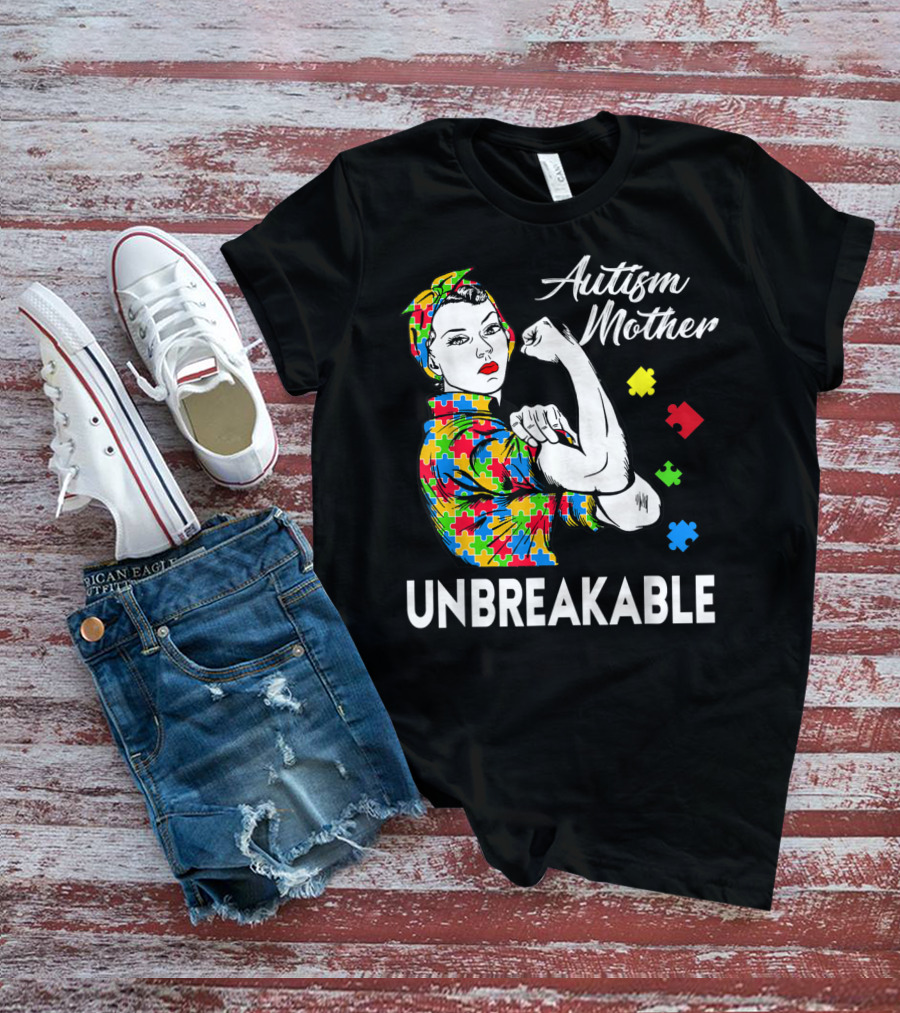 Autism Mother Unbreakable Puzzle Piece Awareness T-Shirt