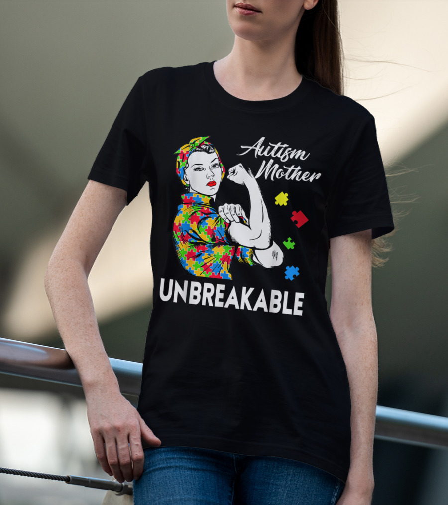 Autism Mother Unbreakable Puzzle Piece Awareness T-Shirt
