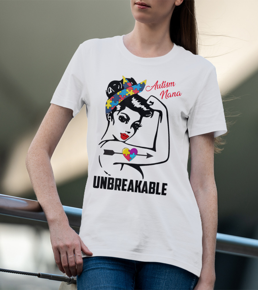 Autism Nana Unbreakable Puzzle Heart Bandana T-Shirt