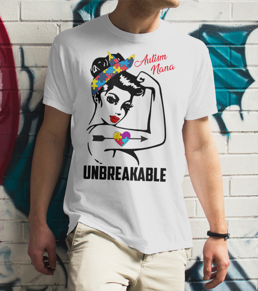 Autism Nana Unbreakable Puzzle Heart Bandana T-Shirt