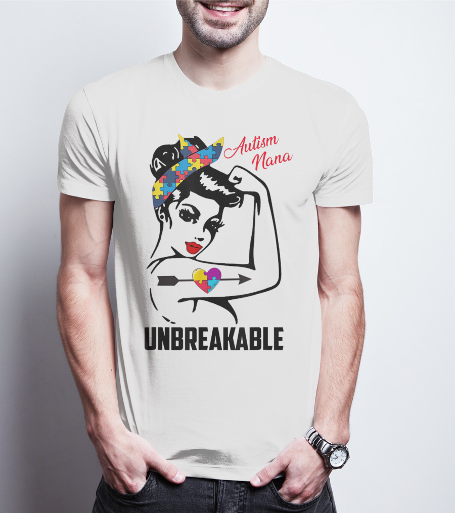 Autism Nana Unbreakable Puzzle Heart Bandana T-Shirt