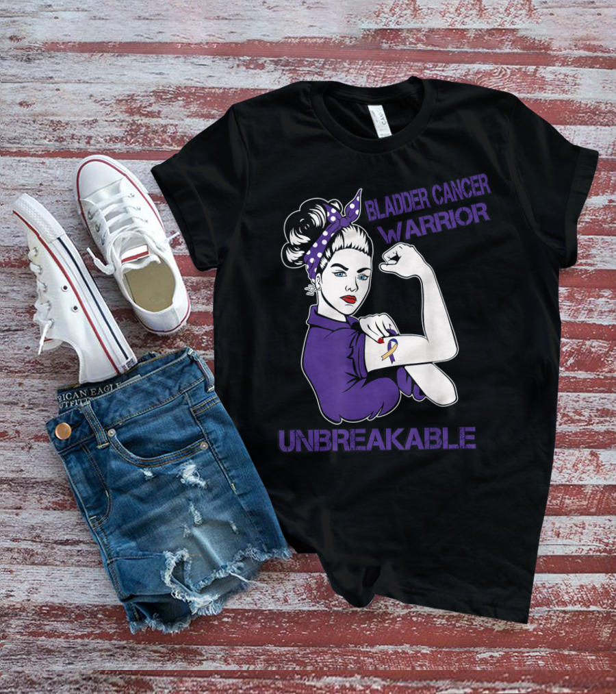 Bladder Cancer Warrior Unbreakable Strong Woman T-Shirt