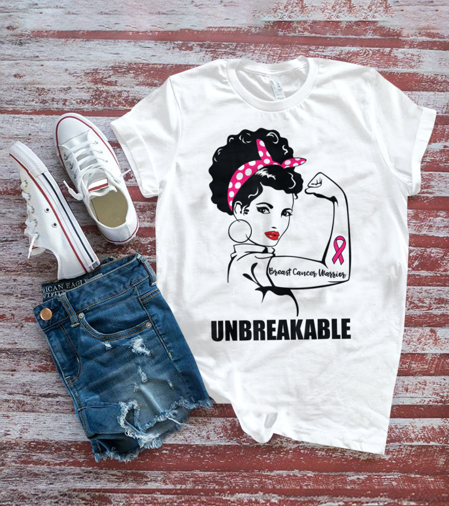 Breast Cancer Warrior Unbreakable Pink Ribbon Strength T-Shirt