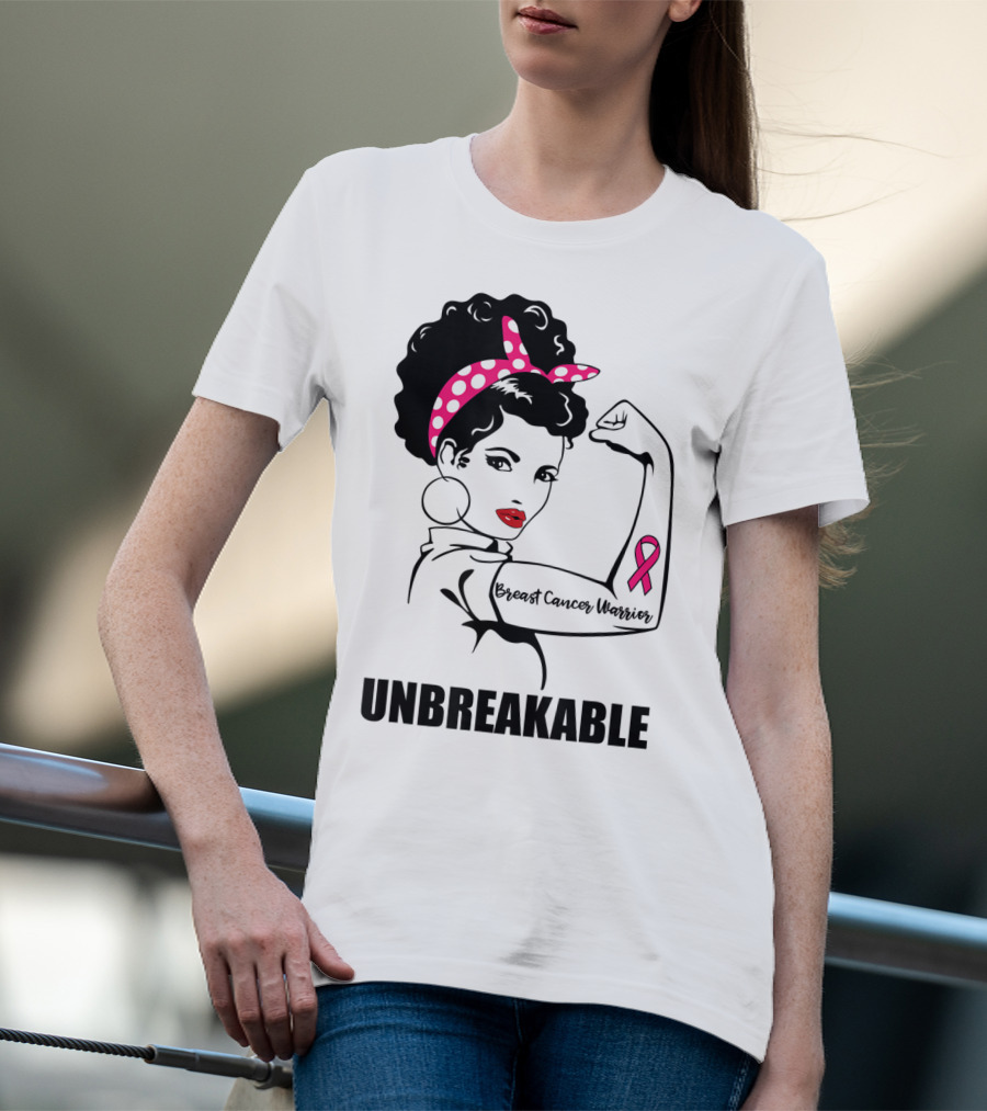 Breast Cancer Warrior Unbreakable Pink Ribbon Strength T-Shirt