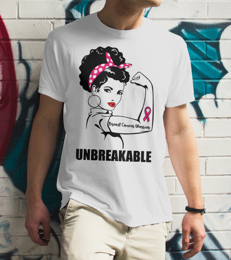 Breast Cancer Warrior Unbreakable Pink Ribbon Strength T-Shirt