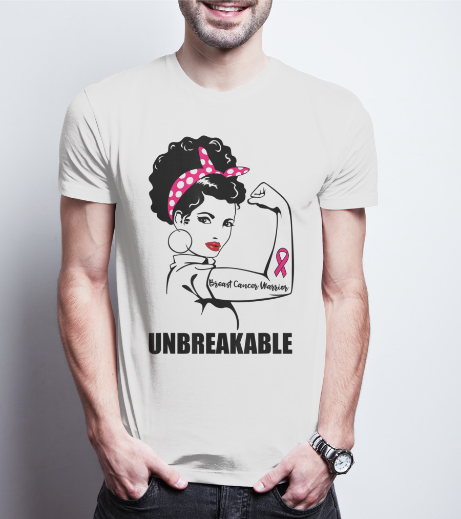 Breast Cancer Warrior Unbreakable Pink Ribbon Strength T-Shirt