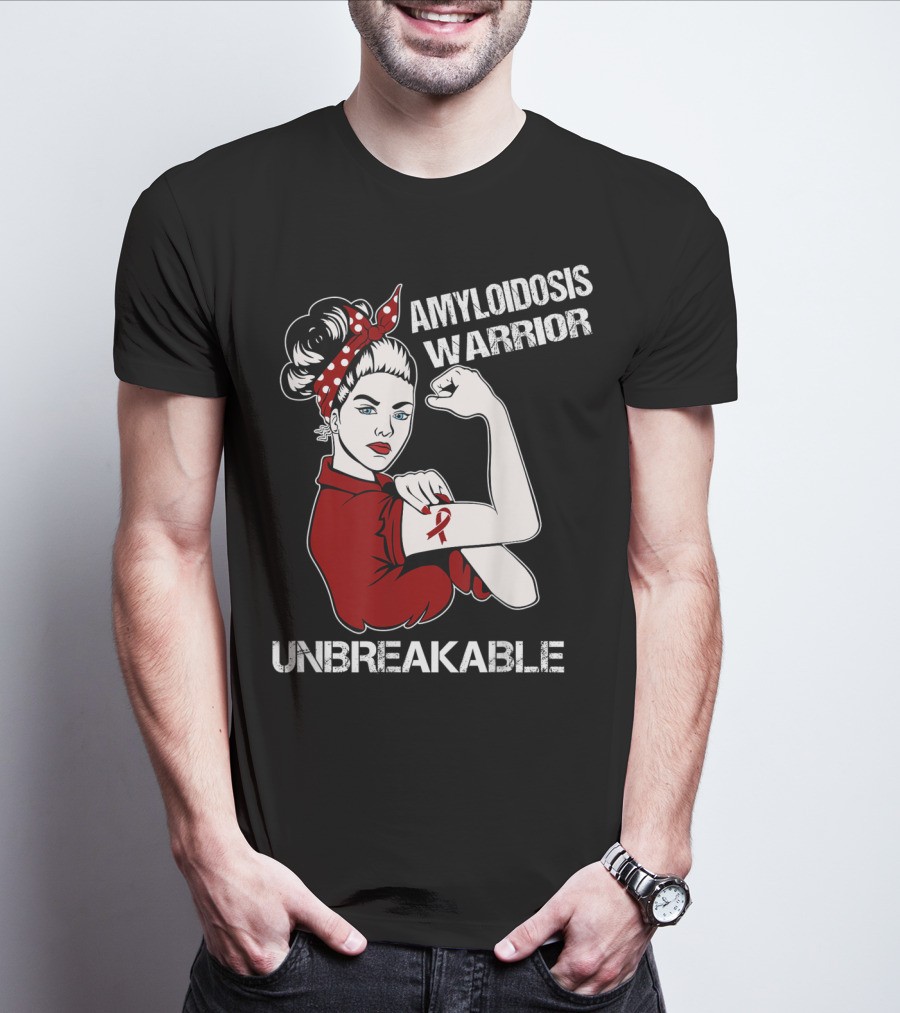 Amyloidosis Warrior Unbreakable Strong Woman Red T-Shirt