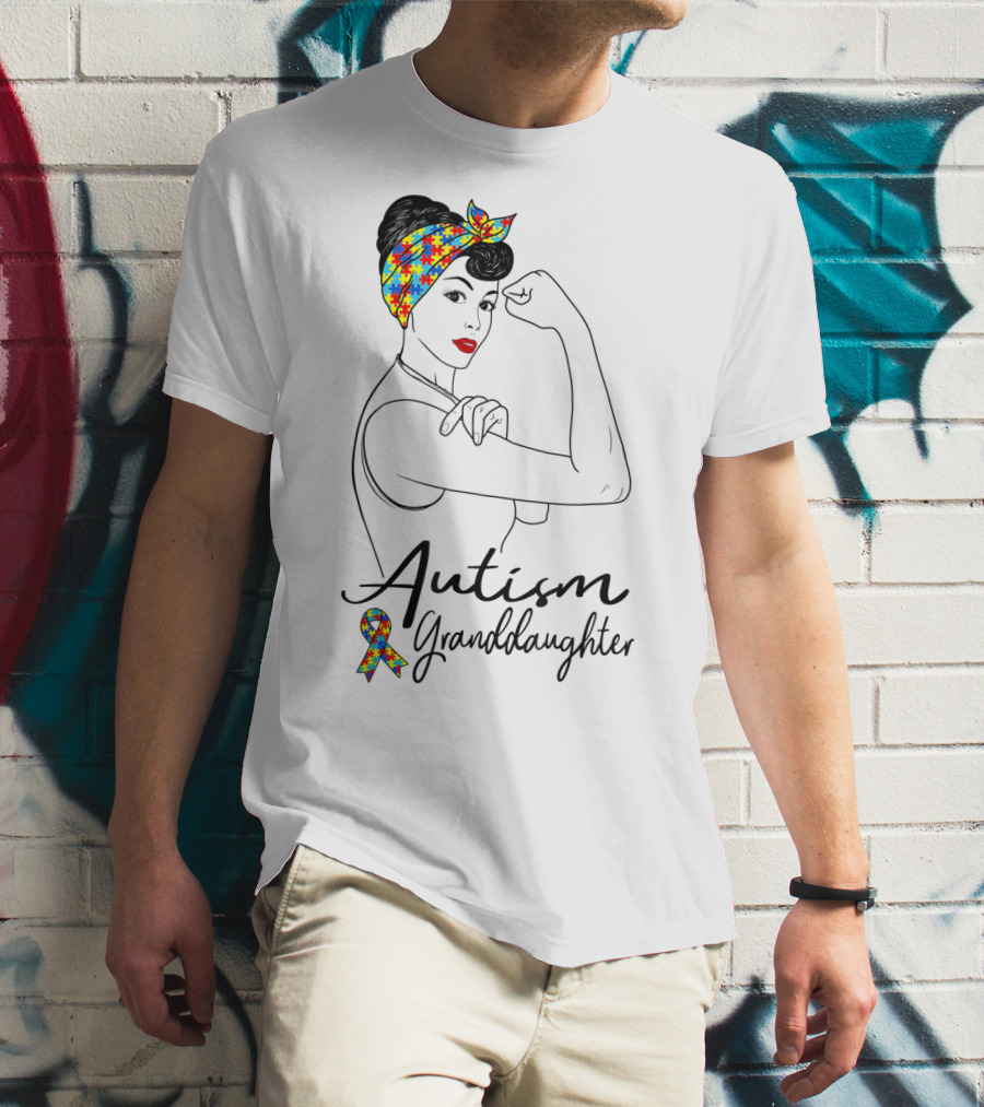 Autism Granddaughter Rosie The Riveter Puzzle Ribbon Unbreakable T-Shirt