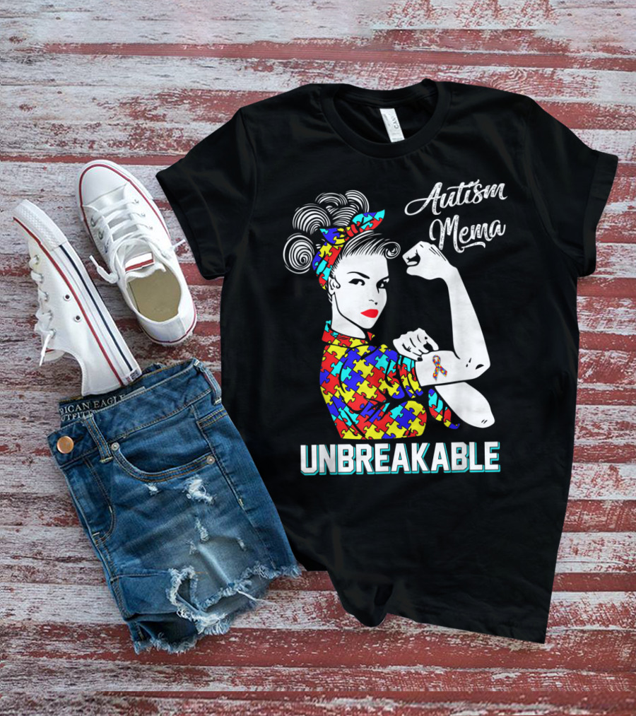 Autism Mema Unbreakable Puzzle Ribbon Awareness T-Shirt
