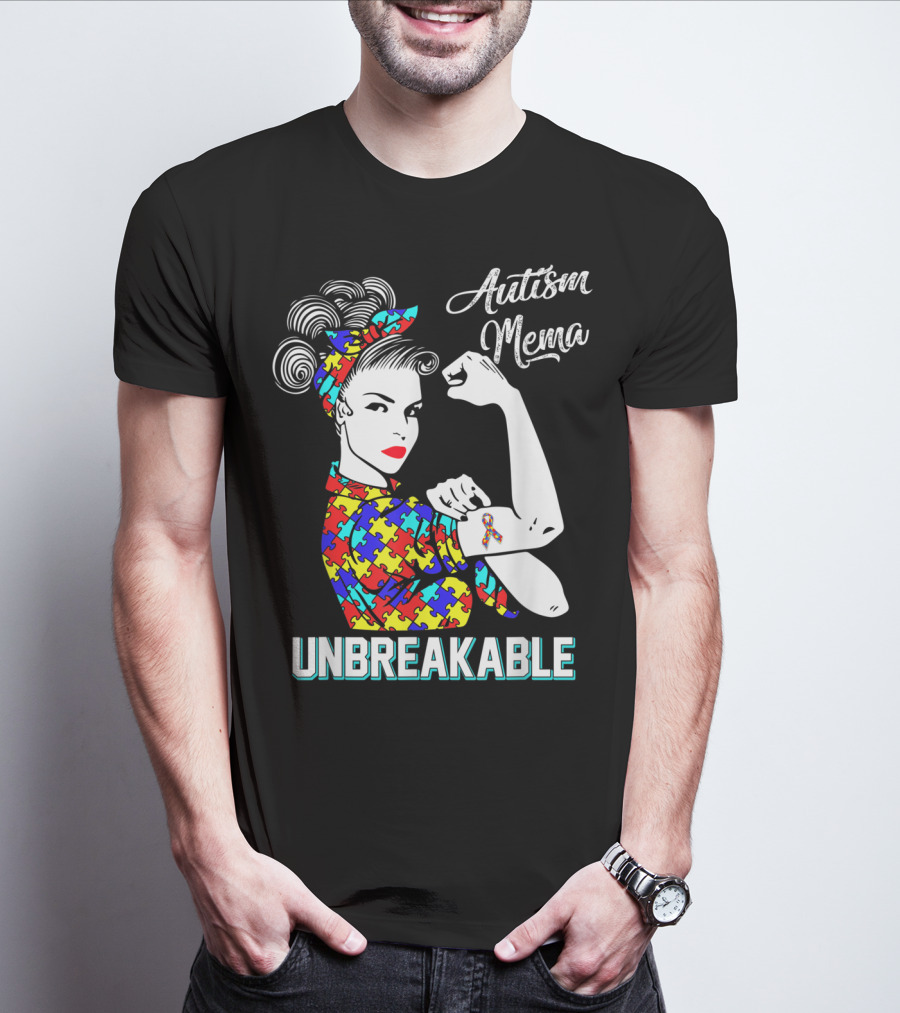 Autism Mema Unbreakable Puzzle Ribbon Awareness T-Shirt
