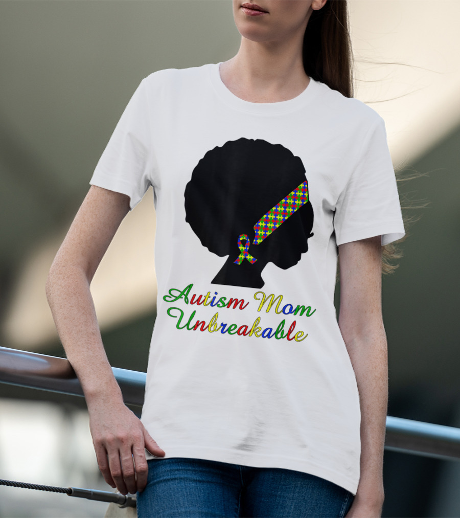 Autism Mom Unbreakable With Puzzle Ribbon Headband T-Shirt
