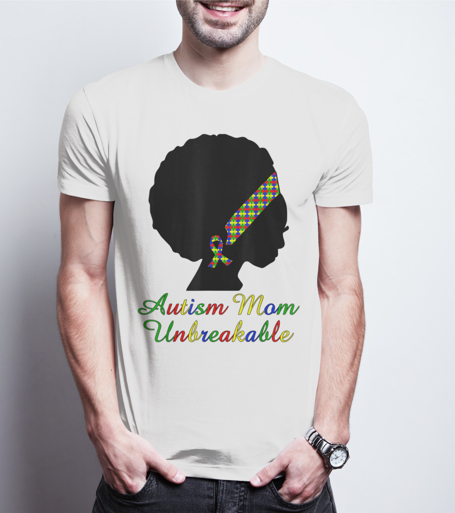 Autism Mom Unbreakable With Puzzle Ribbon Headband T-Shirt