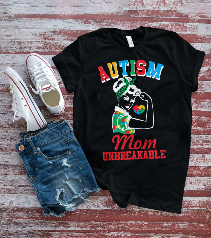 Autism Mom Unbreakable Puzzle Pieces Awareness T-Shirt