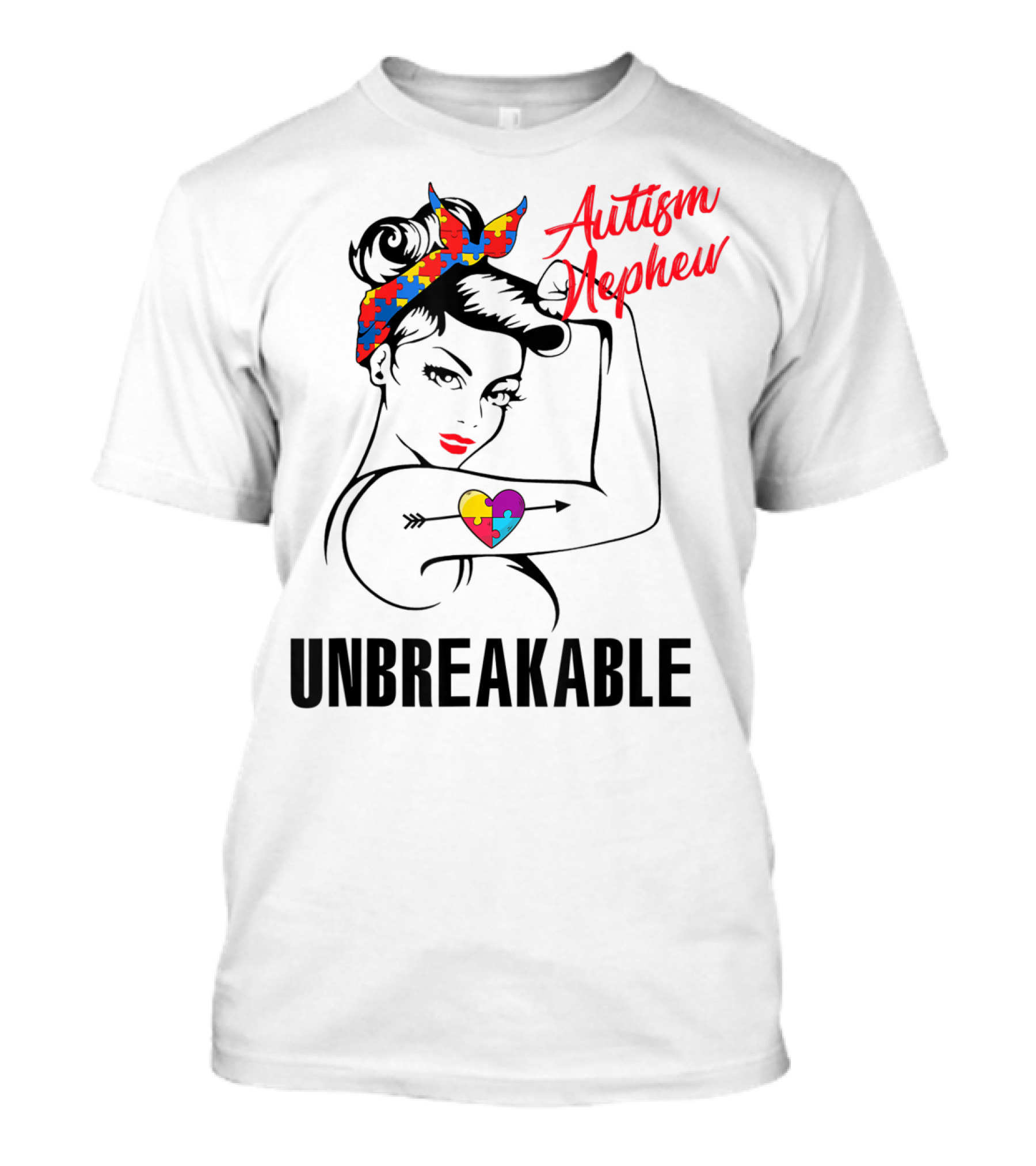 Autism Nephew Unbreakable Heart Puzzle Awareness T-Shirt