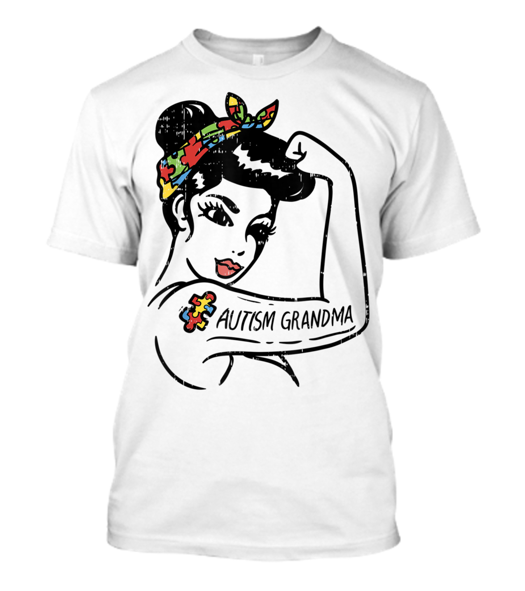 Autism Grandma Unbreakable Autistic Awareness Puzzle Bandana T-Shirt