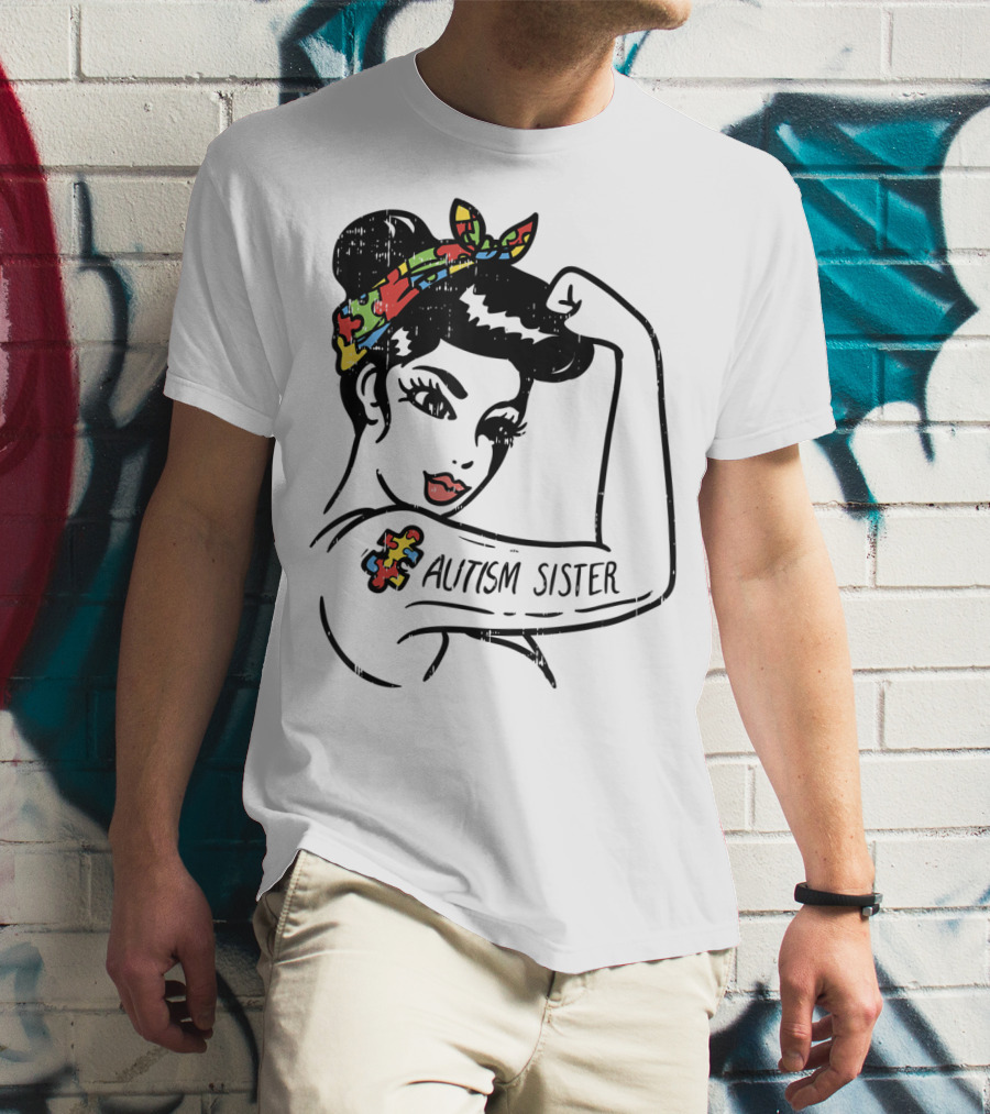 Autism Sister Unbreakable Awareness With Puzzle T-Shirt