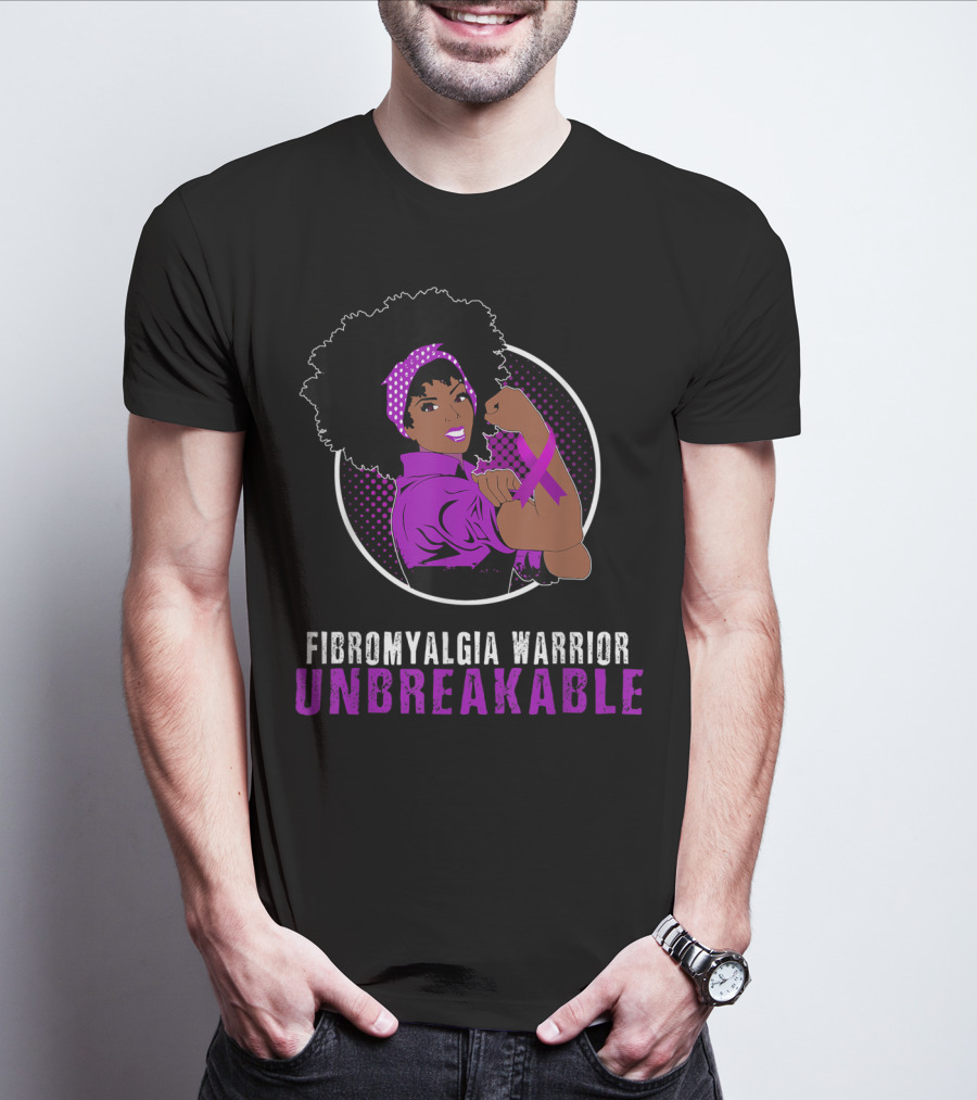 Fibromyalgia Warrior Unbreakable With Black Girl Power T-Shirt