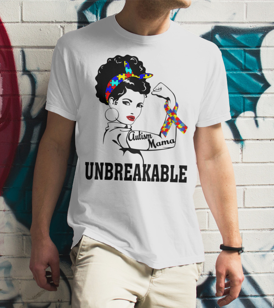 Autism Mama Unbreakable Puzzle Ribbon Sister Daughter T-Shirt