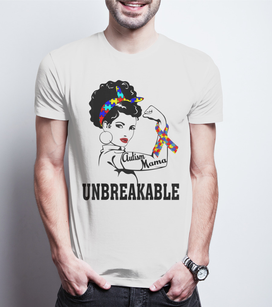 Autism Mama Unbreakable Puzzle Ribbon Sister Daughter T-Shirt