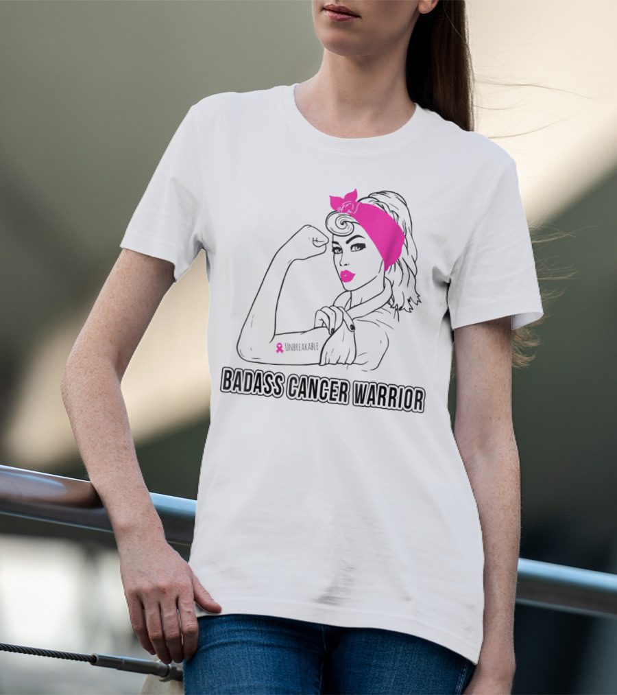 Badass Cancer Warrior Unbreakable Breast Cancer Awareness T-Shirt