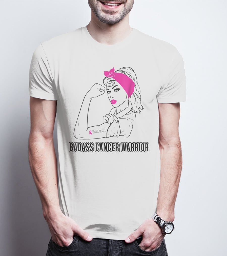 Badass Cancer Warrior Unbreakable Breast Cancer Awareness T-Shirt