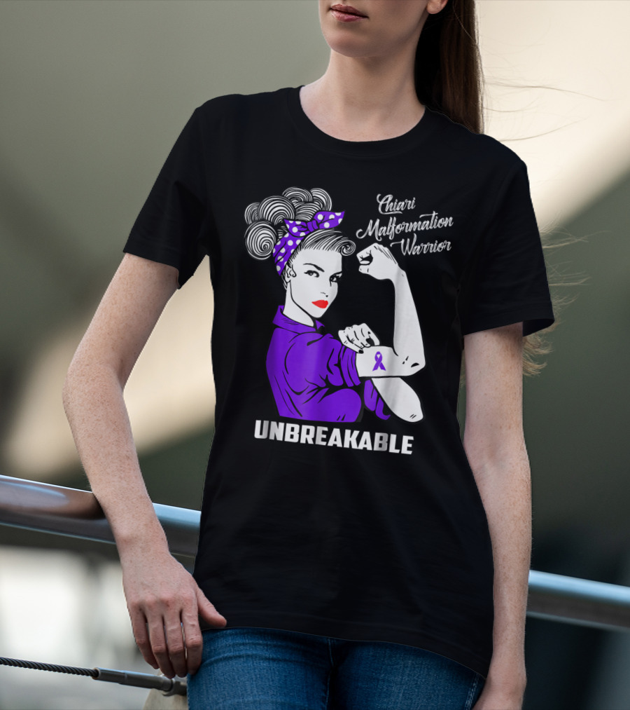 Chiari Malformation Warrior Unbreakable Rosie The Riveter T-Shirt