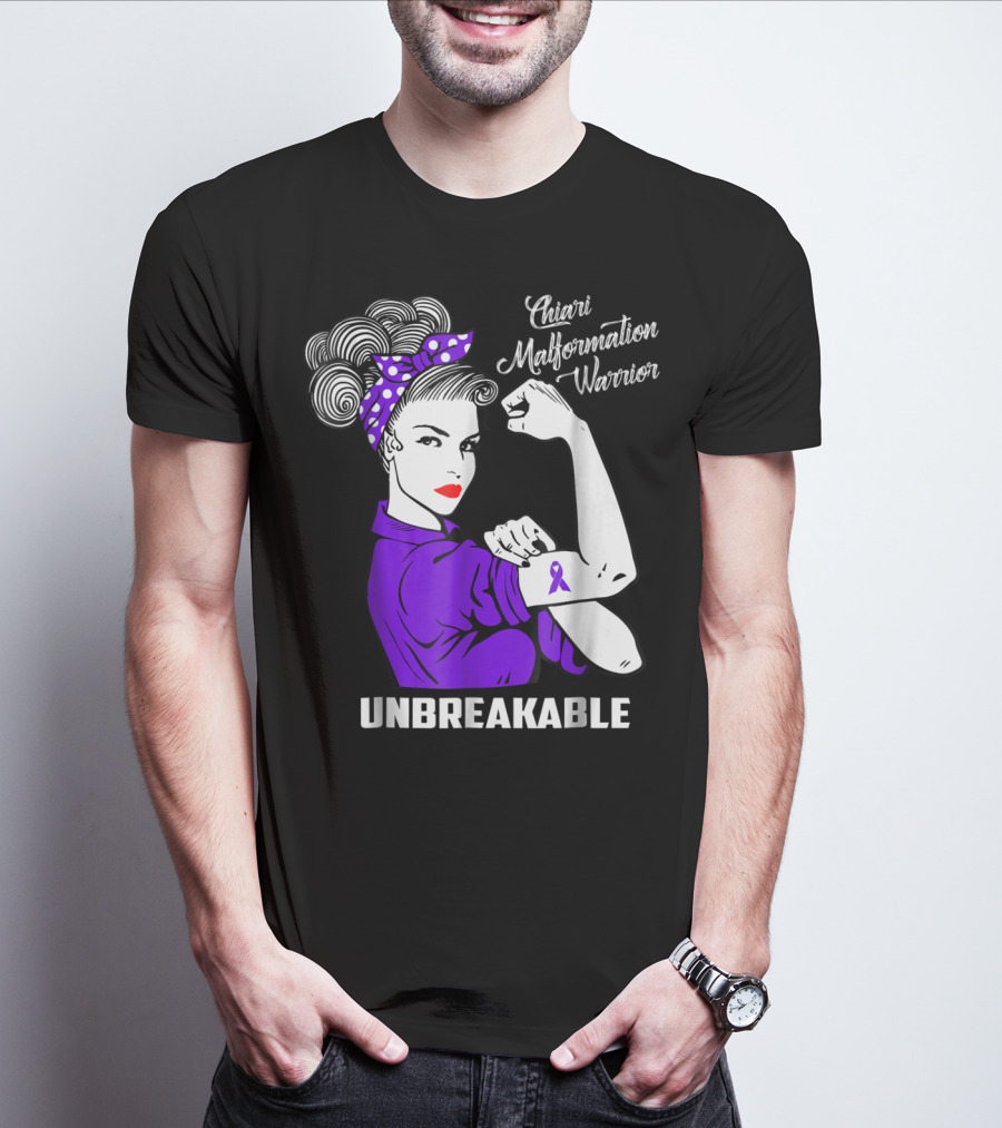 Chiari Malformation Warrior Unbreakable Rosie The Riveter T-Shirt