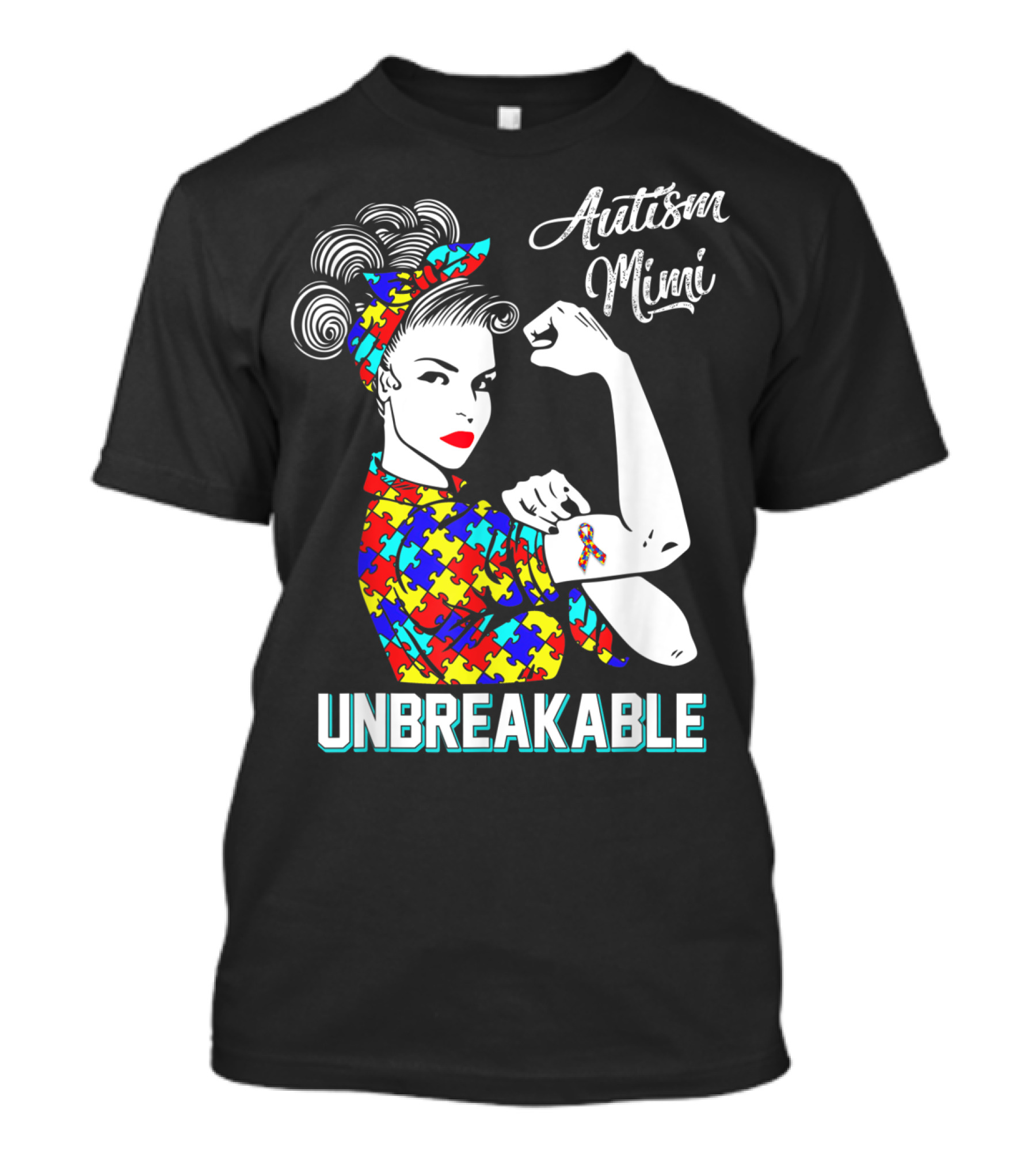Autism Mimi Unbreakable Autism Awareness Rosie Puzzle Ribbon T-Shirt