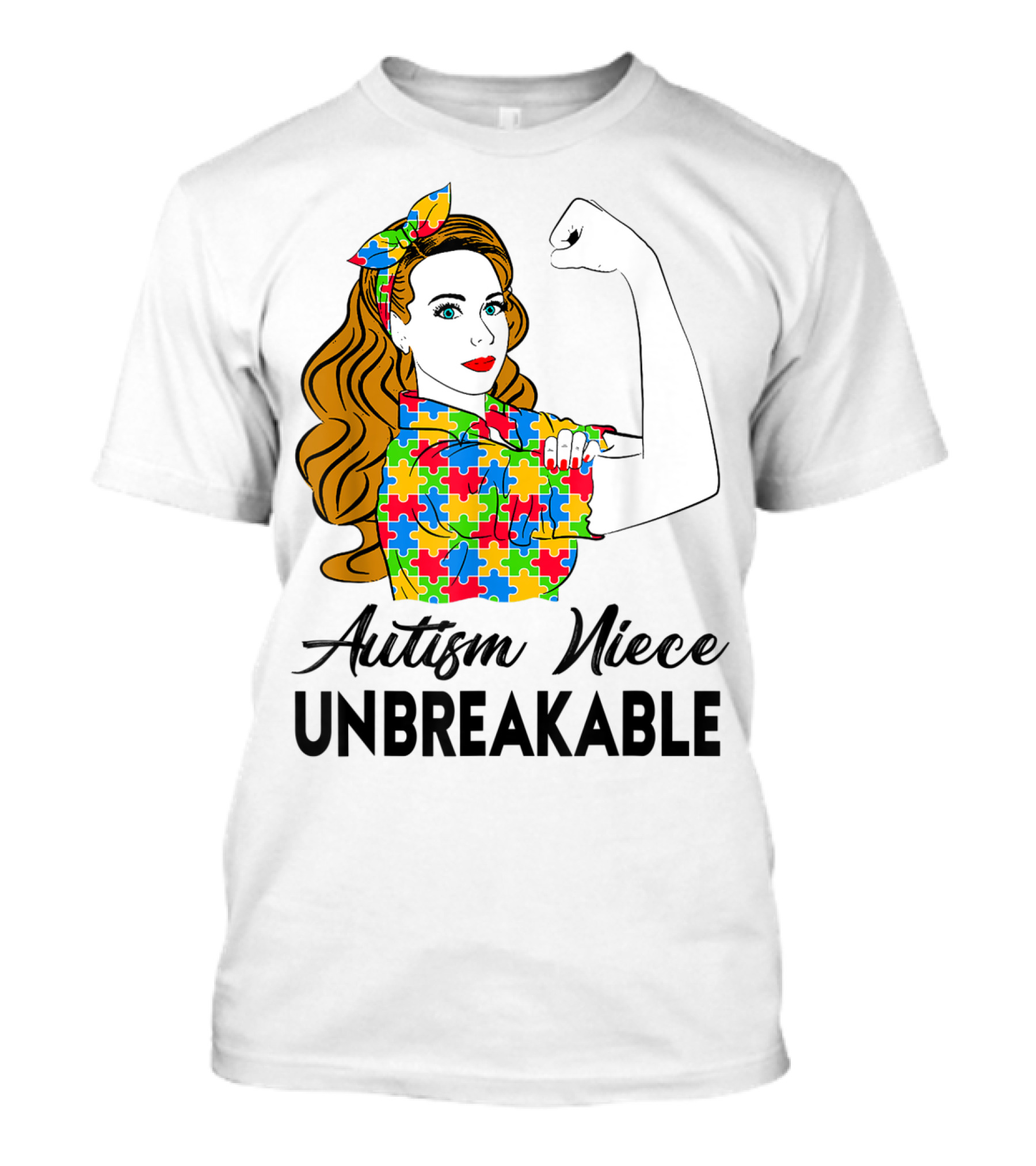 Autism Niece Unbreakable Puzzle Pattern Awareness 2W T-Shirt