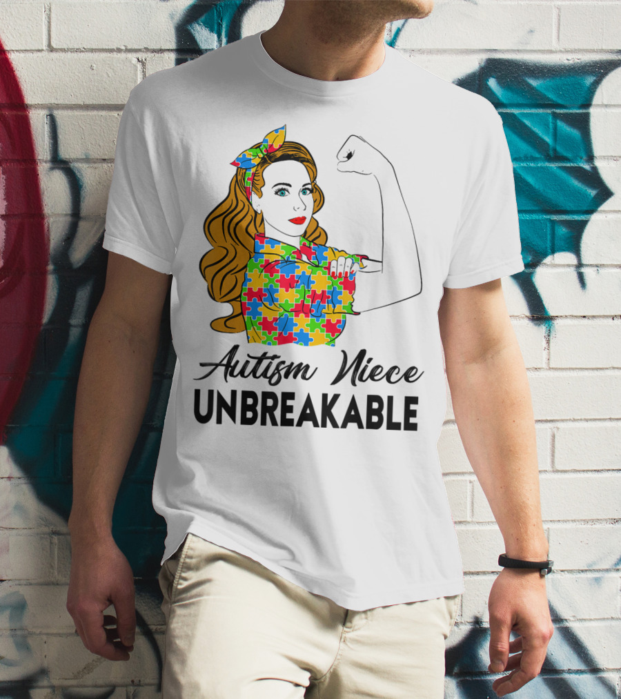 Autism Niece Unbreakable Puzzle Pattern Awareness 2W T-Shirt