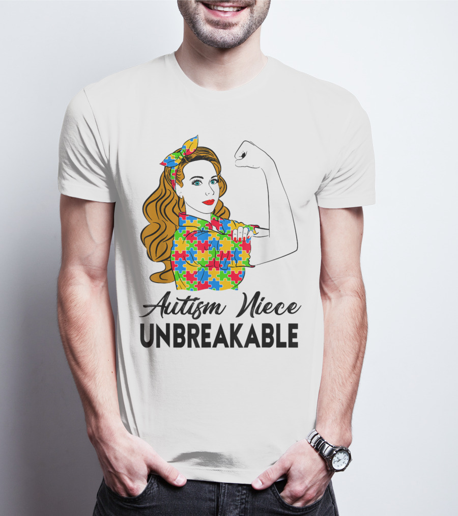 Autism Niece Unbreakable Puzzle Pattern Awareness 2W T-Shirt