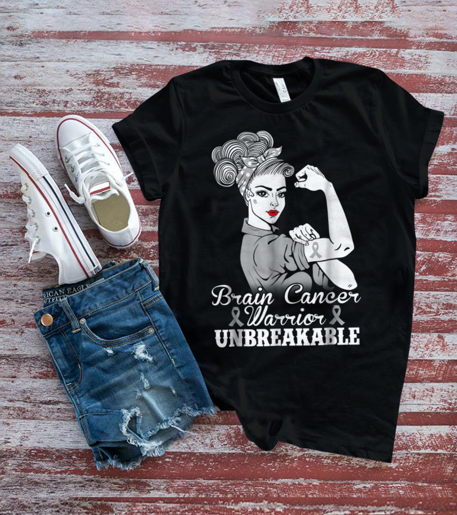 Brain Cancer Warrior Unbreakable Awareness T-Shirt