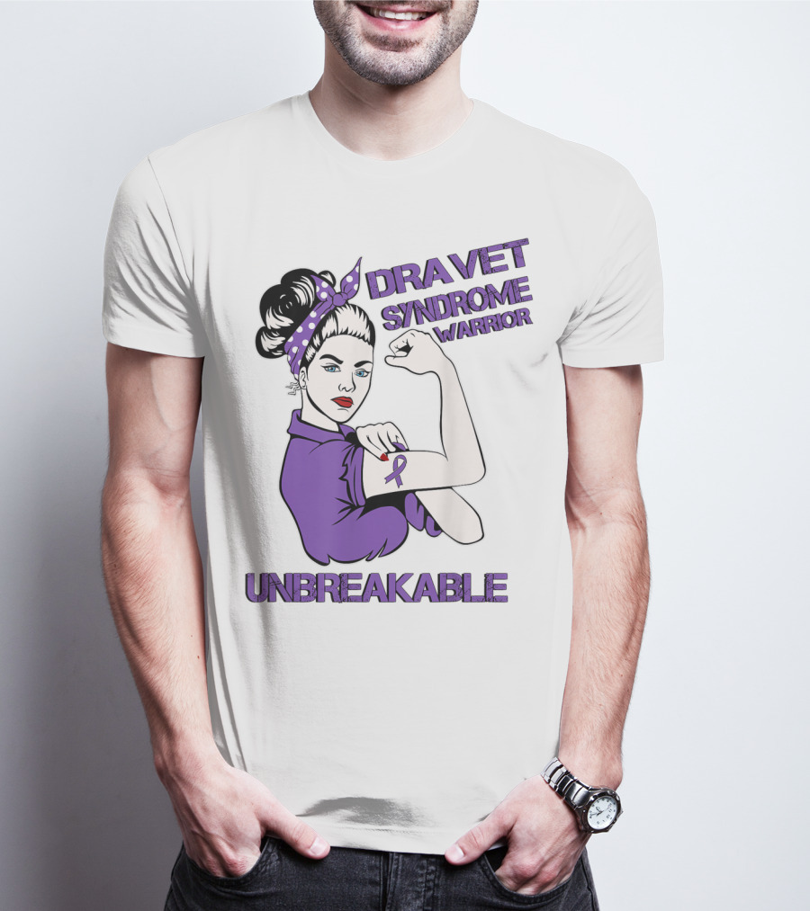 Dravet Syndrome Warrior Unbreakable Rosie Riveter Style Purple T-Shirt