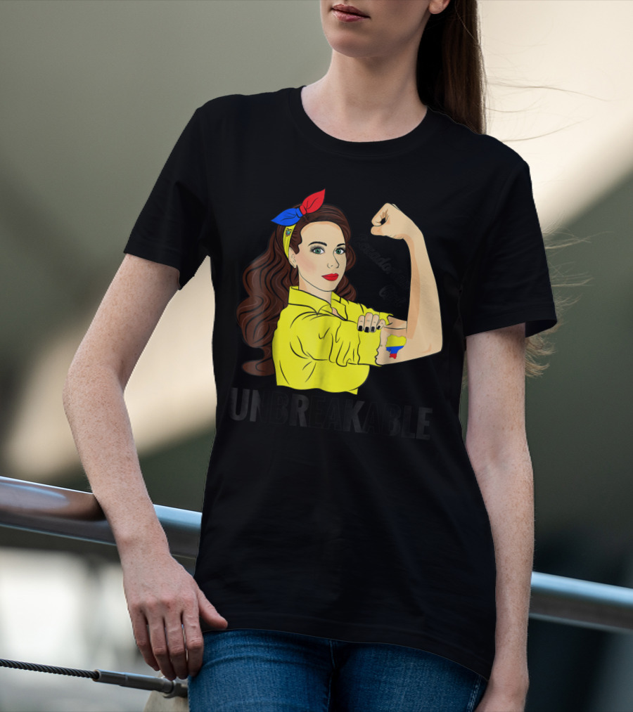 Ecuadorian Girl Unbreakable Strength With Ecuador Flag Colors T-Shirt