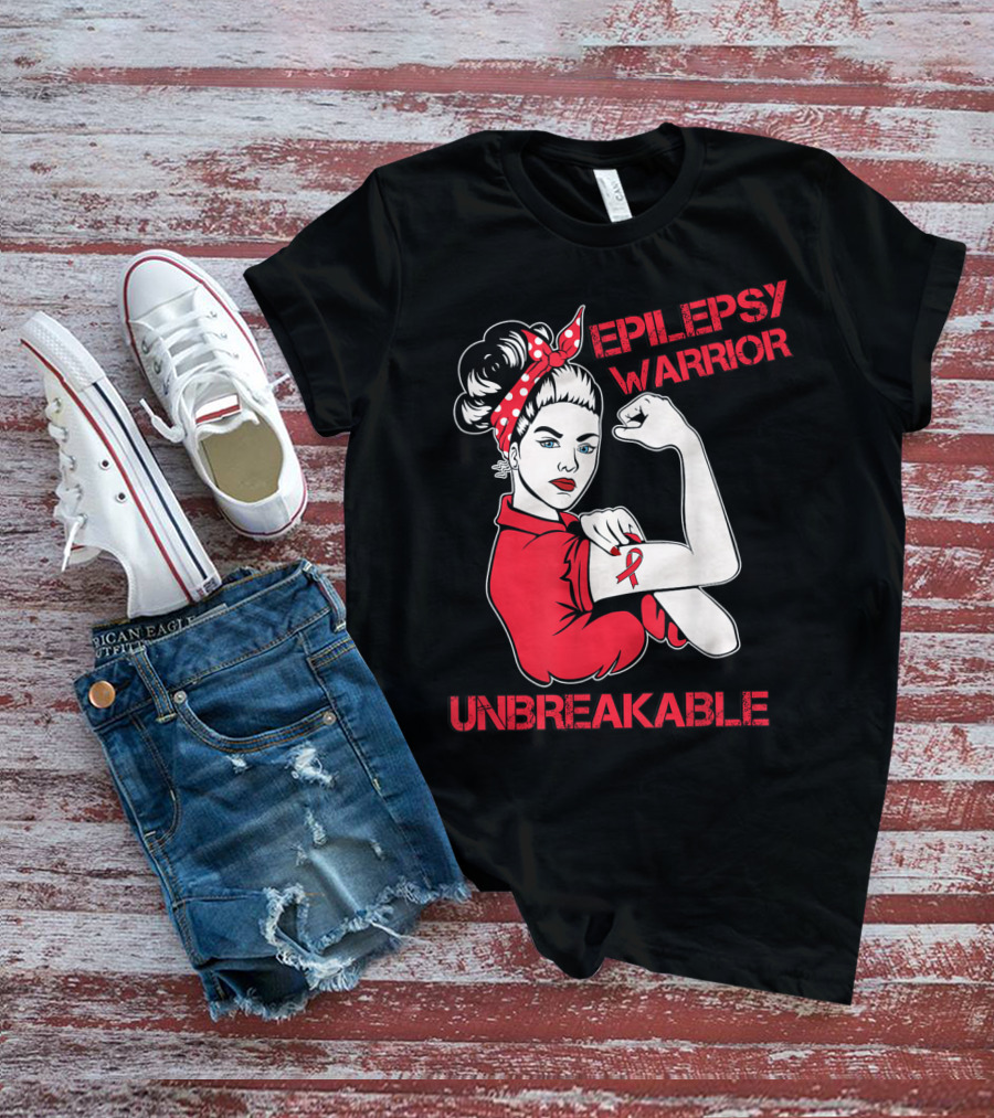 Epilepsy Warrior Unbreakable Rosie The Riveter Inspired T-Shirt