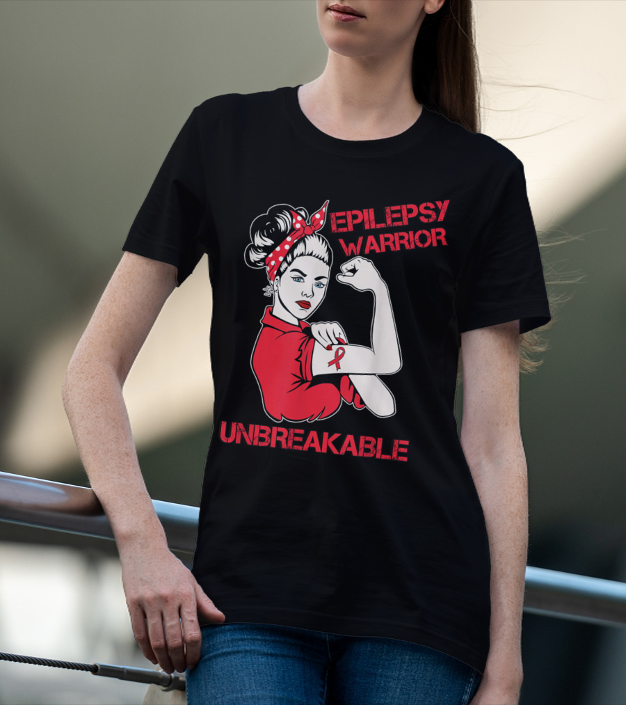 Epilepsy Warrior Unbreakable Rosie The Riveter Inspired T-Shirt