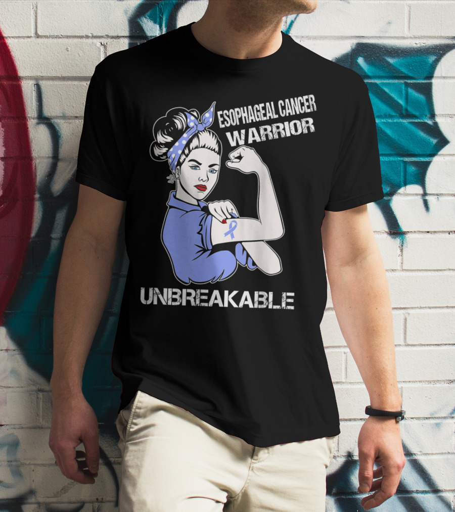 Esophageal Cancer Warrior Unbreakable Rosie The Riveter T-Shirt
