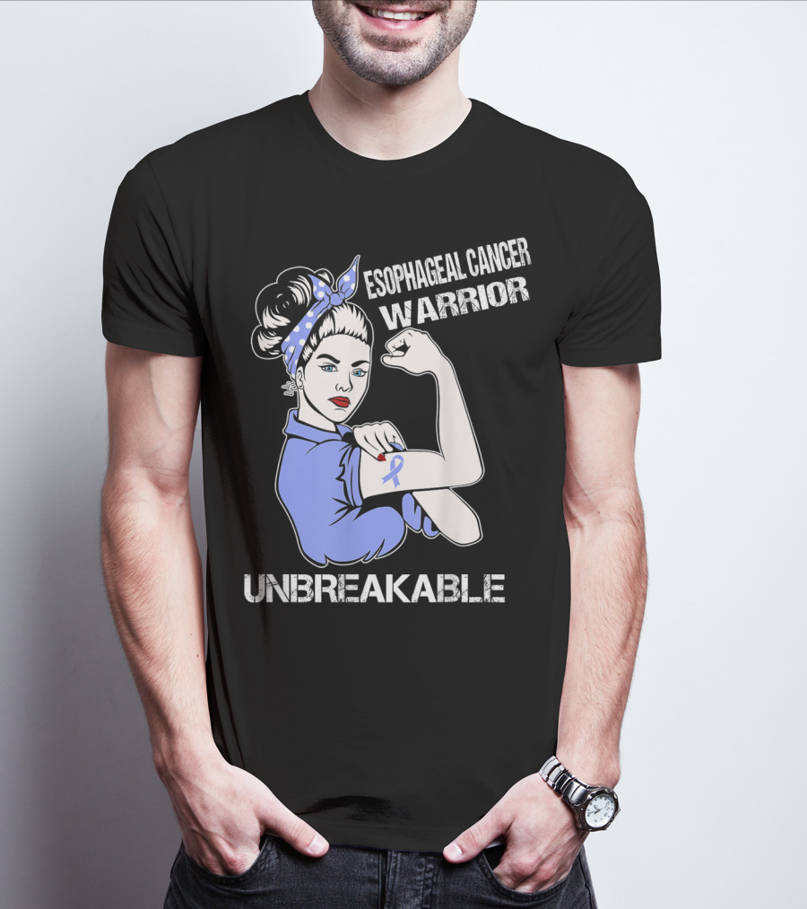 Esophageal Cancer Warrior Unbreakable Rosie The Riveter T-Shirt