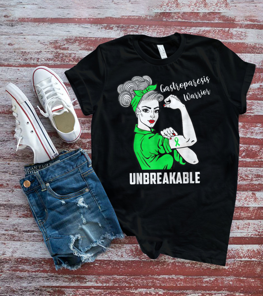 Gastroparesis Warrior Unbreakable Awareness Ribbon Strength T-Shirt