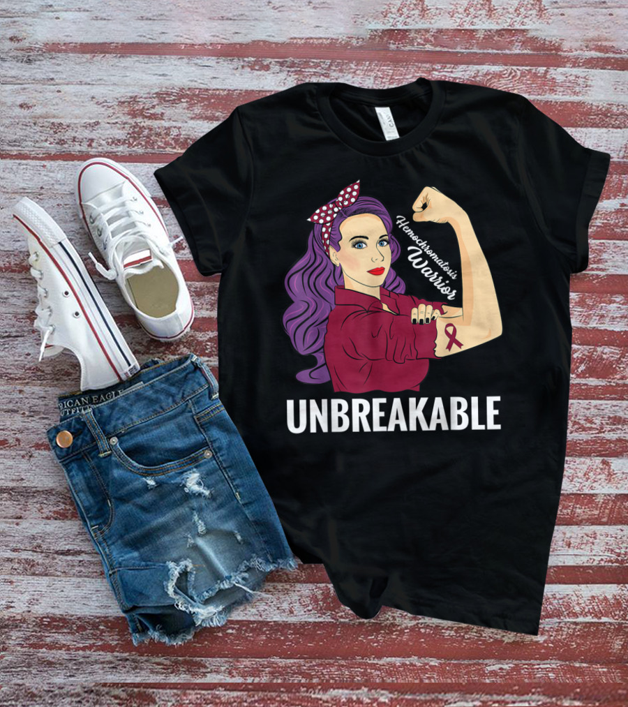 Hemochromatosis Warrior Unbreakable Awareness Rosie The Riveter T-Shirt