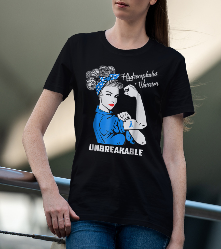 Hydrocephalus Warrior Unbreakable Awareness VB Rosie The Riveter Iconic T-Shirt