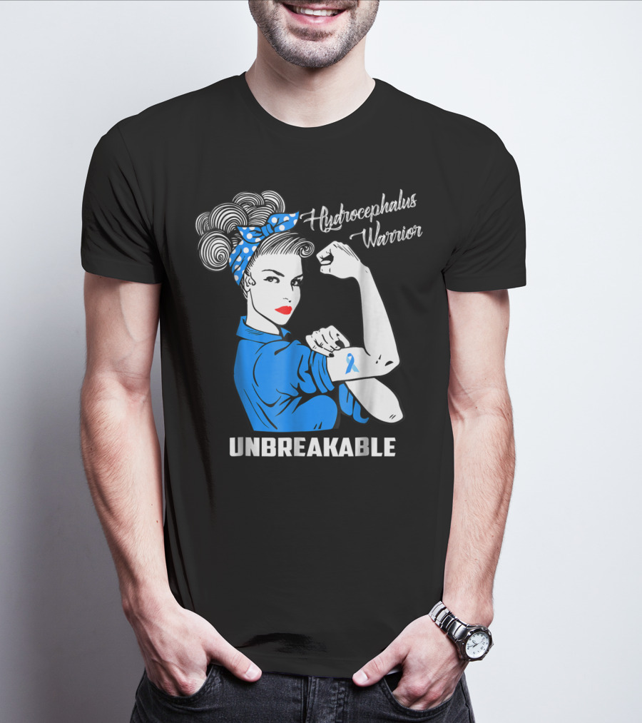 Hydrocephalus Warrior Unbreakable Awareness VB Rosie The Riveter Iconic T-Shirt