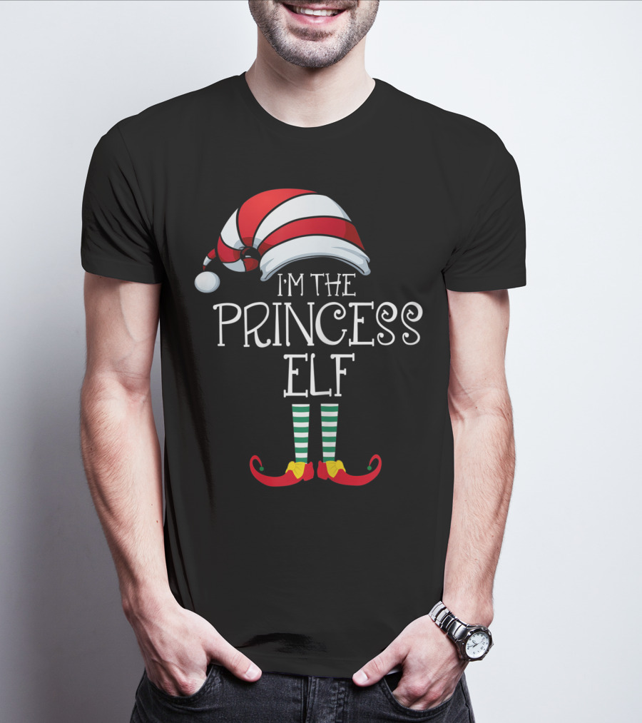 I'm The Princess Elf Striped Hat And Shoes Christmas Humor T-Shirt
