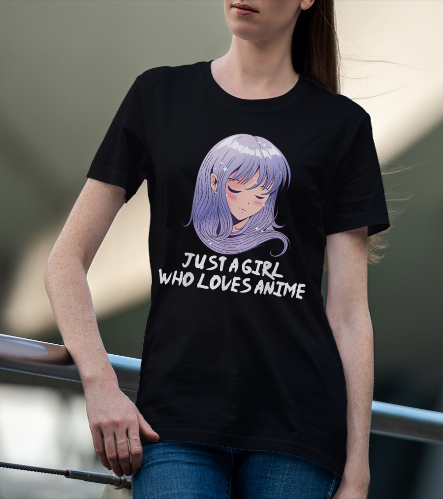 Just A Girl Who Loves Anime Japanese Anime Purple Hair Character T-Shirt
