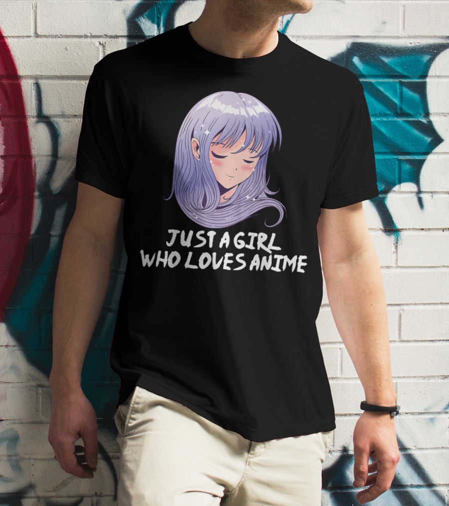 Just A Girl Who Loves Anime Japanese Anime Purple Hair Character T-Shirt